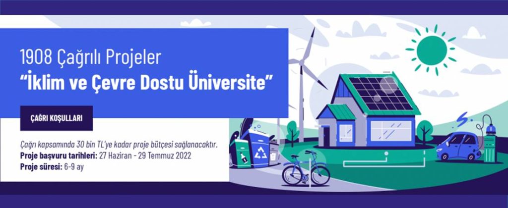1908 Çağrılı Projeler “İklim ve Çevre Dostu Üniversite” Başvuruları Başladı